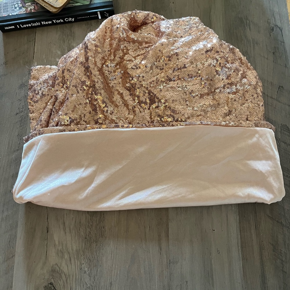 NWOT Rose Gold Sequined Mini Dress - Picture 6 of 10